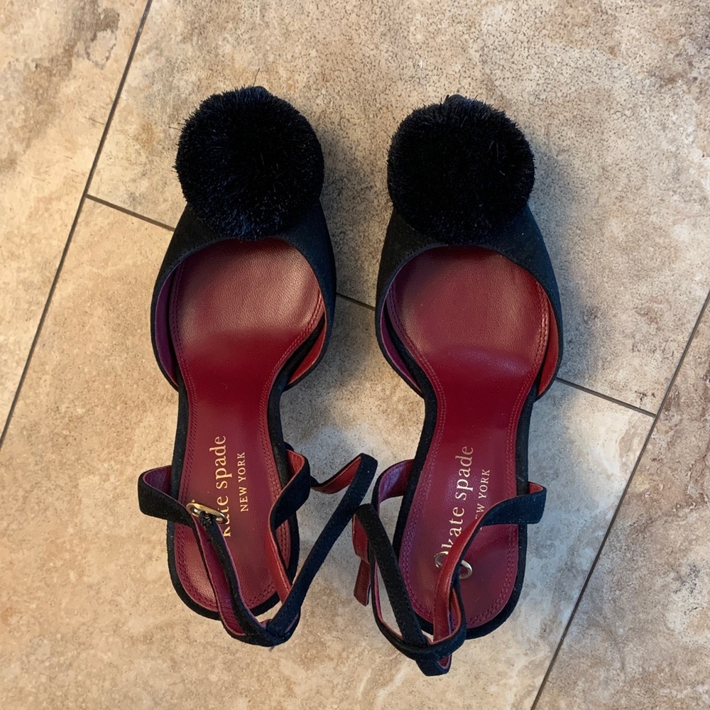 Kate Spade Amour Pom Pumps Black Size 7 - Picture 3 of 9